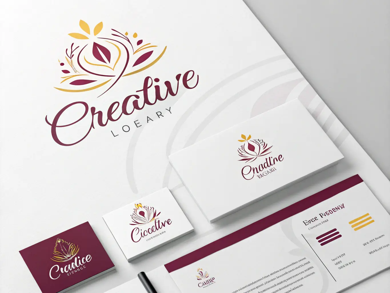A sleek logo design displayed on various brand materials, showcasing consistency and creativity, used in the context of the branding services offered by StudioForma.